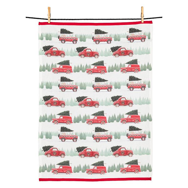 Car & Truck Christmas Trees Tea Towel