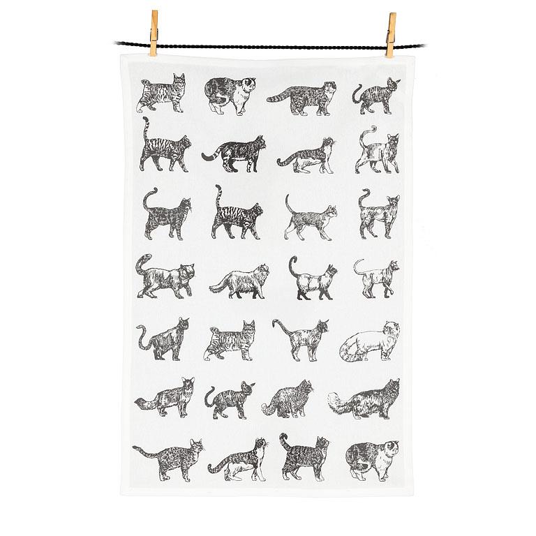 Cat Motif Tea Towel