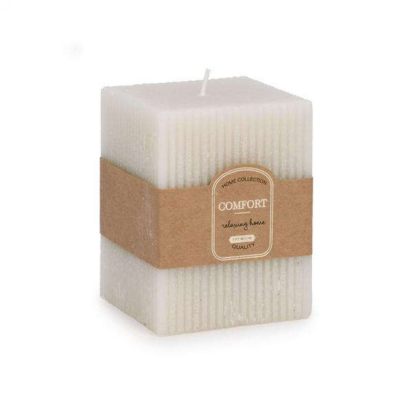 Cream square ridged 4" candle