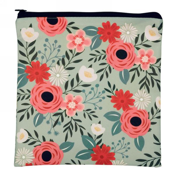 Reusable sandwich bag - green floral