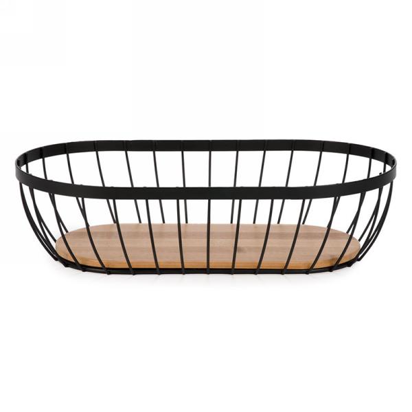 Oval metal & wood basket