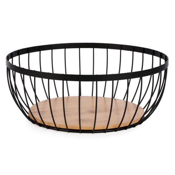 Round metal & wood basket (Large)