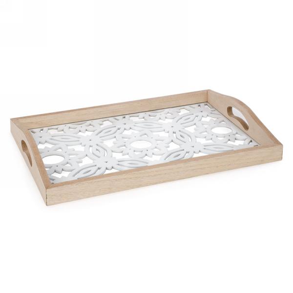 Cut-out floral platter white & natural