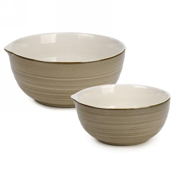 Beige ceramic bowls (set of 2)