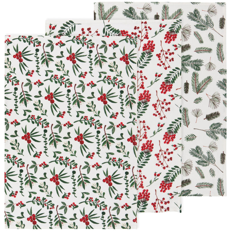 Winterberry Bakers Floursack Christmas Dishtowels