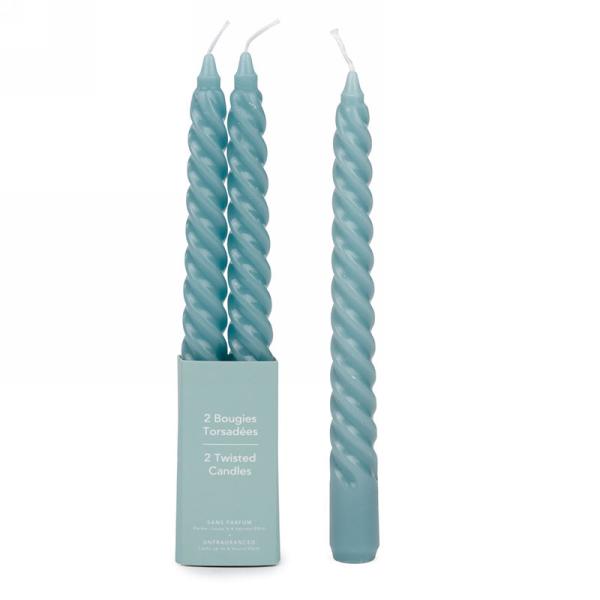 Twisted taper candles - Blue (set of 2)