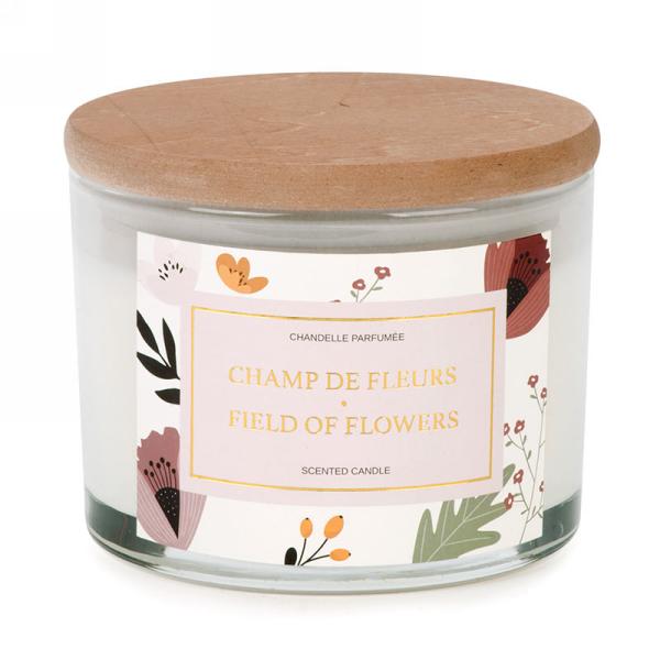 Glass candle - field of flowers