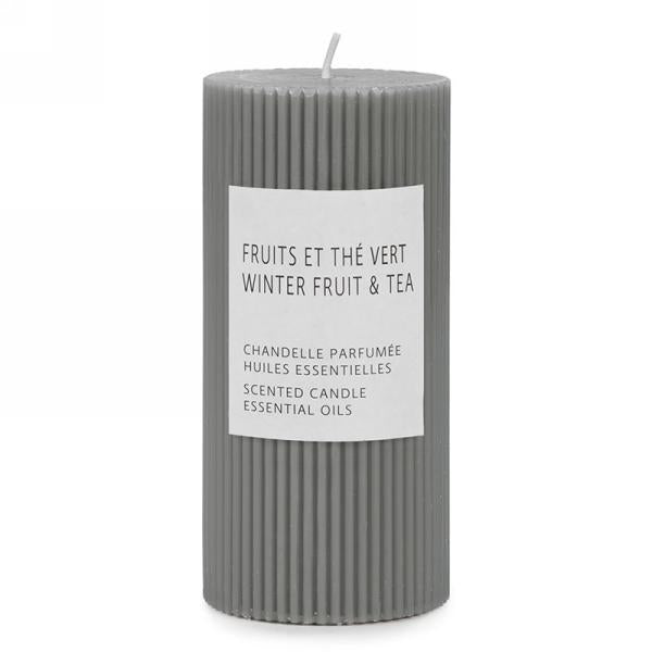 6" Grey pillar candle - winter fruit tea