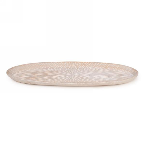 Oval textured platter in white & natural