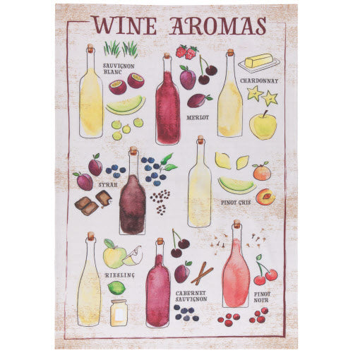 Wine Aromas Printed Cotton Dishtowel