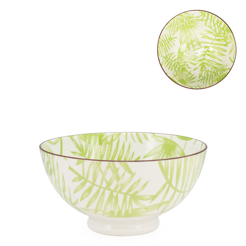 Kiri Porcelain Medium Bowl - Palm Leaf