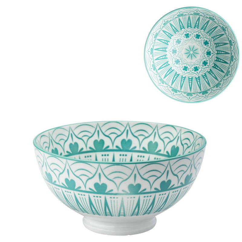 Kiri Porcelain Medium Bowl - Teal Radiant Spire