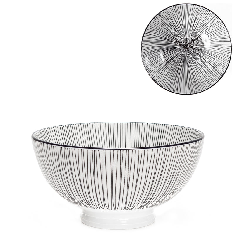 Kiri Porcelain Medium Bowl - Black Line