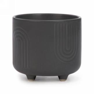 Grey textured ceramic pot