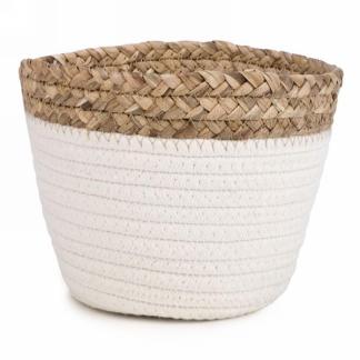 White basket with trim
