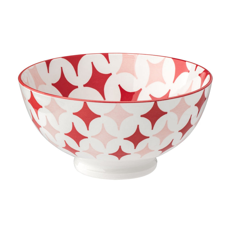 Kiri Porcelain Medium Bowl - Red Diamonds