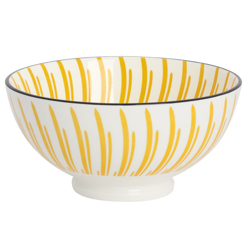 Kiri Porcelain Large Bowl - Yellow Sunburst